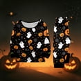 thumbnail image 6 of Halloween Pajamas, Halloween Matching Family Pajamas Pumpkin Ghost Spider Web Print Long Sleeve Two Piece Pj Set Comfort Sleepwear Nightwear Loungewear Spooky Holiday Party Season Photo Outfit, 6 of 7