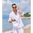 thumbnail image 5 of COOFANDY Men's Cotton Linen Henley T-Shirt Long Sleeve Hippie Casual Beach Tops, 5 of 7