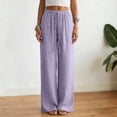 thumbnail image 5 of RFQWOVSR Women's High Waist Drawstring Wide Leg Linen Pants with Pockets Loose Fit Casual Summer Trousers XS, 5 of 5