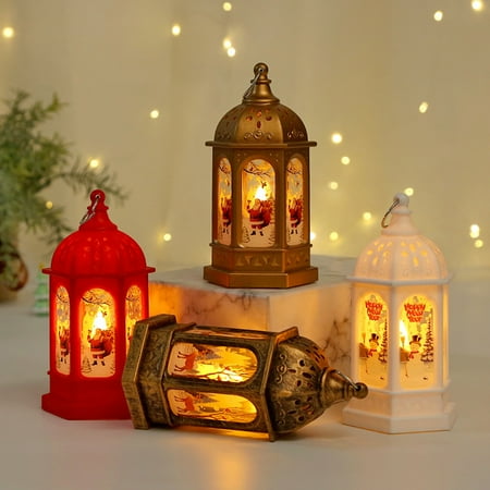 

GROFRY LED Lantern Battery Powered Warm Light Power Saving Waterproof Safe Home Decoration High Brightness Christmas Santa Claus Deer Electronic Candle Lamp for Indoor
