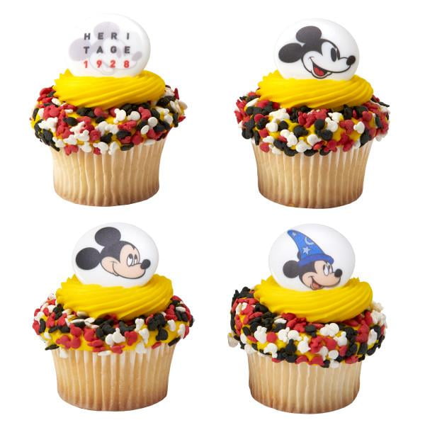 25 pieces Bundle of Fun Minnie and Mickey Mouse Cupcake Toppers and Bonus Birthday Ring 