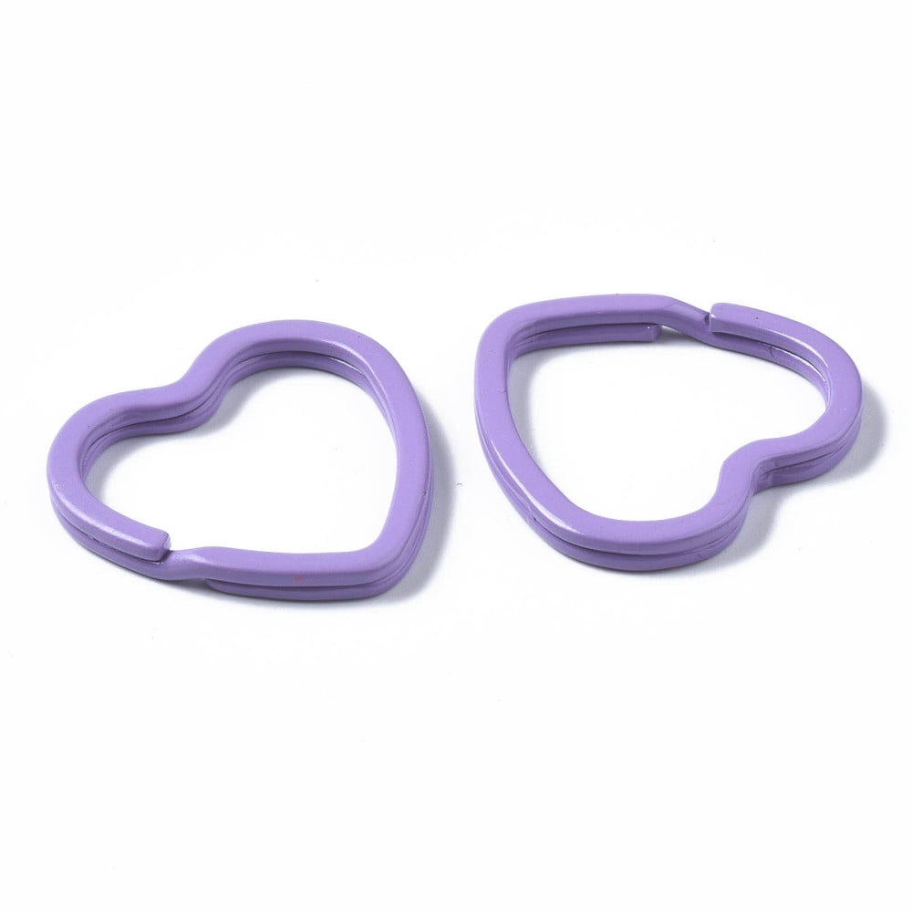 200pcs Spray Painted Iron Split Key Rings Keychain Clasp Findings Heart Mixed color 31x30.5x3mm Inner Diameter: 23x25mm