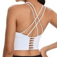 thumbnail image 5 of Sports Bra for Women Crop Tank Strappy Medium Support Padded Yoga Top Criss Cross Open Back Removable Cups for Workout Running White, 5 of 7