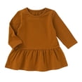 thumbnail image 3 of Girls Long Sleeve Dress Summer Kids Toddler A Line Solid Color T-Shirt Dress for School Casual Girl Clothes 3-6 Months, 3 of 4