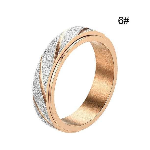 Rings for Women Girls Turnable Decompression Scrub Pattern Alloy Inlaid  Rhinestone Female Ring Popular Exquisite Ring Simple Fashion Jewelry Gifts  