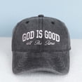 thumbnail image 2 of GOD IS GOOD all The Time Letter Embroidered Color Block Trucker Hat Unisex Adjustable Cotton Breathable Fashion Cap for Travel Daily Wear, 2 of 10