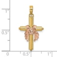 thumbnail image 2 of 14k Gold 17mm Yellow Religious Faith Cross With Pink Drape Pendant Necklace for Women, 2 of 2