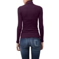 thumbnail image 3 of J. METHOD Women's Light Weight Basic Long Sleeve Turtleneck Knit Ribbed Shirt Sweater Mock Neck Top NEWT88 Grape L, 3 of 6