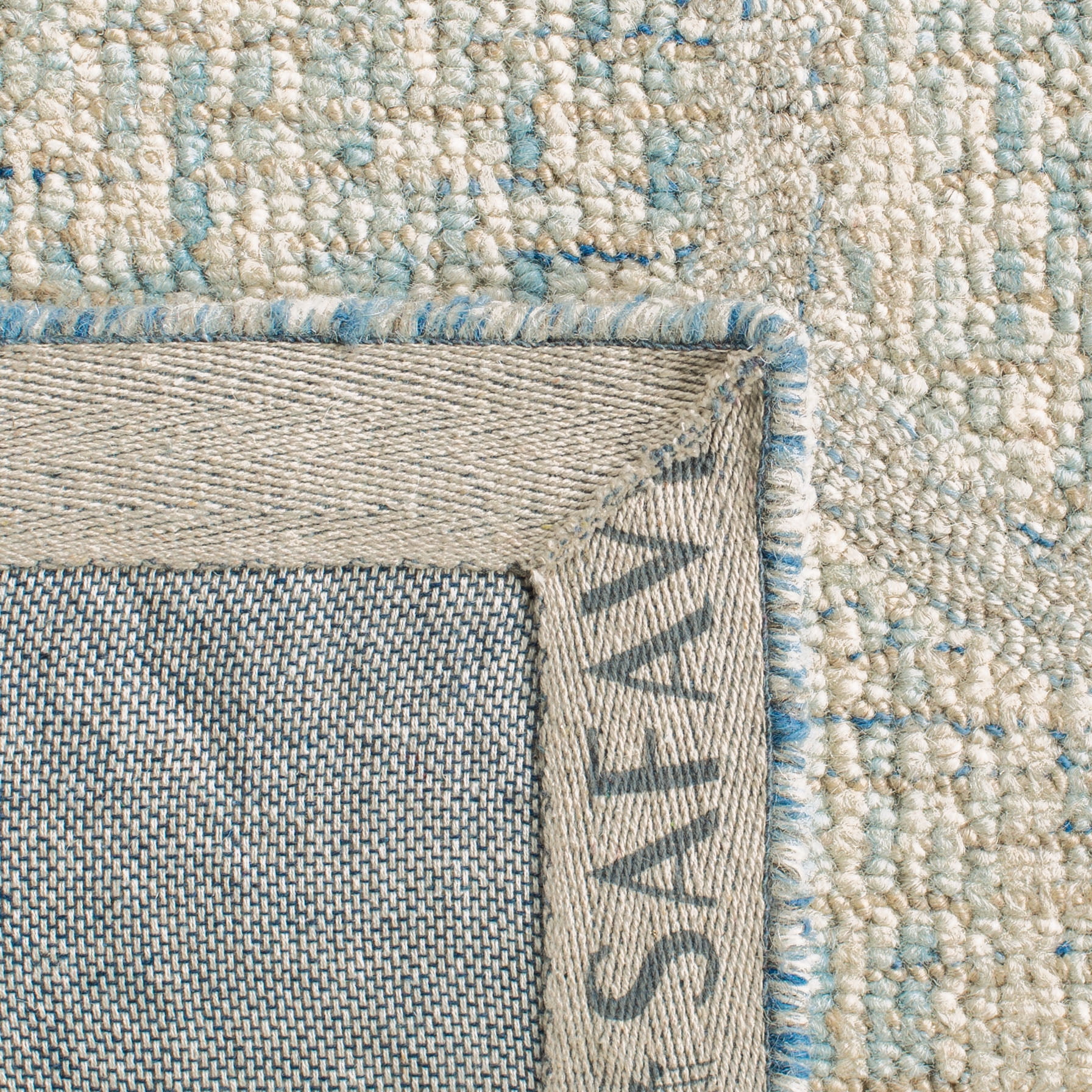 SAFAVIEH Abstract Clarette Geometric Wool Area Rug, Ivory/Light Blue, 6' x 6' Round