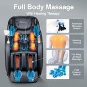 4D Full Body Massage Chair with Electric Footrest Zero Gravity Shiatsu Recliner with Heating, Thai Stretch, SL Track, Black - Upgrade Model (R8089 )