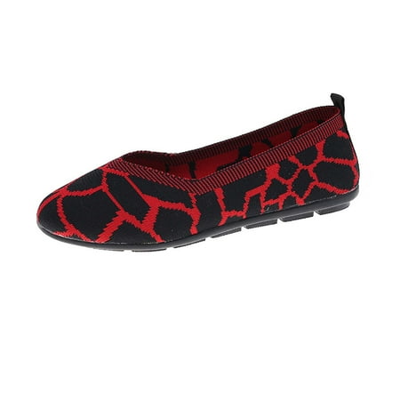 Women s Pointed Toe Dress Flats Comfort Slip On Ballet Flat Shoes Clearance Female Multicolor Round-Toe Flats Shoes Lightweight Soft Sneakers Casual Shoe Red 5.5