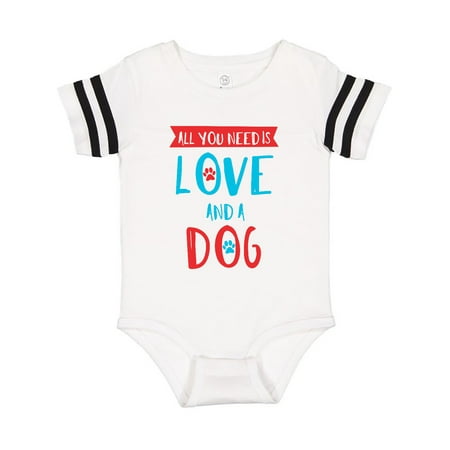 

Inktastic All You Need Is Love And A Dog Paws - Red Blue Gift Baby Boy or Baby Girl Bodysuit