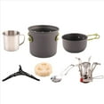 thumbnail image 3 of Camping Pot and Pan Set with Mini Backpacking Stove Cooking Gear for Outdoor Hiking Campfire Green, 3 of 10