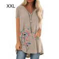 thumbnail image 1 of Camiseta con cuello en V, suelta, manga corta, blusa, estampado de mujer, camiseta de verano, albaricoque, XXL Methold AP002392-15, 1 of 5