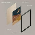 thumbnail image 4 of PixonSign Framed Canvas Print Wall Art Set - Mid-Century Orange Sun & Moon Landscape Posters - Gallery Set of 5 Nature Forest Plants Digital Art Boho Wall Décor for Living Room - Black, 4 of 5