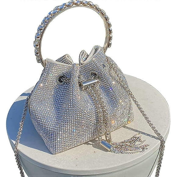 2022 Upgrade Rhinestone Evening Bag Silver Purse Sparkly Diamond Silver Clutch Purses For Women Party Club Wedding