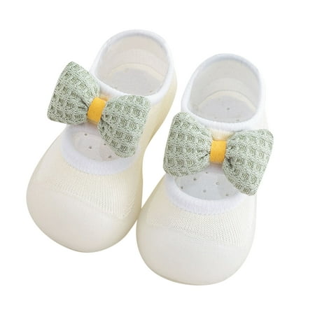 

nsendm Shoes Baby Boy Toddler Kids Infant Newborn Baby Boys Girls Shoes First Walkers Cute Bowknot Soft Antislip Shoes White 18 Months