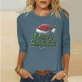 thumbnail image 2 of Womens Christmas Shirts 3/4 Length Sleeve TShirts Casual Christmas Graphic Printed Blouses Crewneck Tunic Tops Loose Pullover Top, 2 of 5