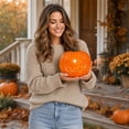 thumbnail image 6 of Pumpkins for Decorating,Pumpkin Lanterns,Light Up Halloween Pumpkin Lamp,Waterproof Battery Operated Warm White LED Jack O Lantern for Indoor Outdoor Holiday Decor(Orange-C 8in), 6 of 6