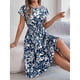 thumbnail image 5 of Vestido Corto de Verano Elegante Estampado Cintura Grande Doblado Plisado, Cuello en V de la Mitad de la Manga para el Uso Diario, de Primavera Y Casual, 5 of 5