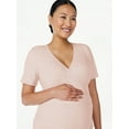thumbnail image 3 of Joyspun Women's Maternity Short Sleeve Wrap Top and Pants Pajama Set, Sizes S to 3XL, 3 of 4