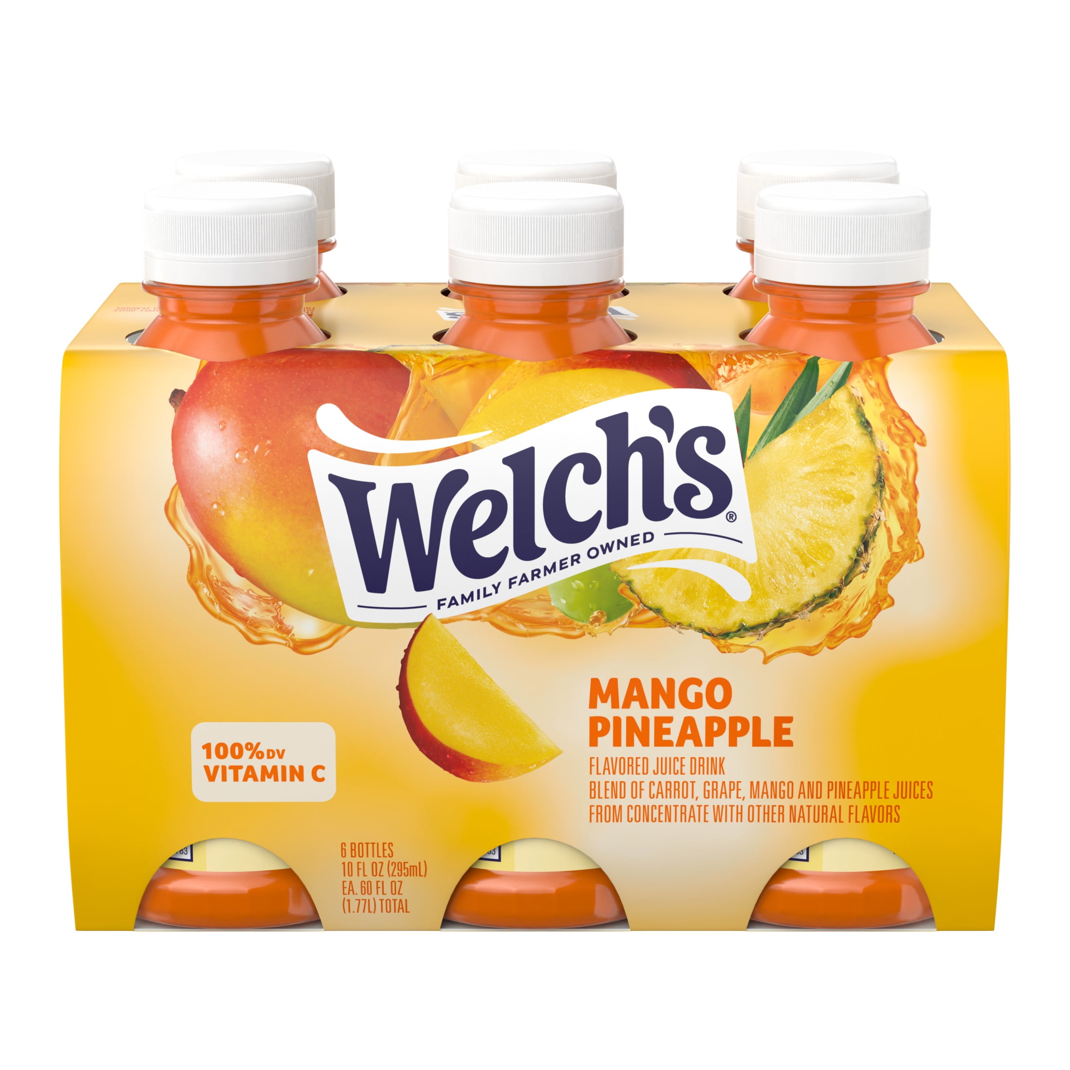 (4 pack) Welch's Mango Pineapple Juice Drink, 10 fl oz On-the-Go Bottle (Pack of 6)