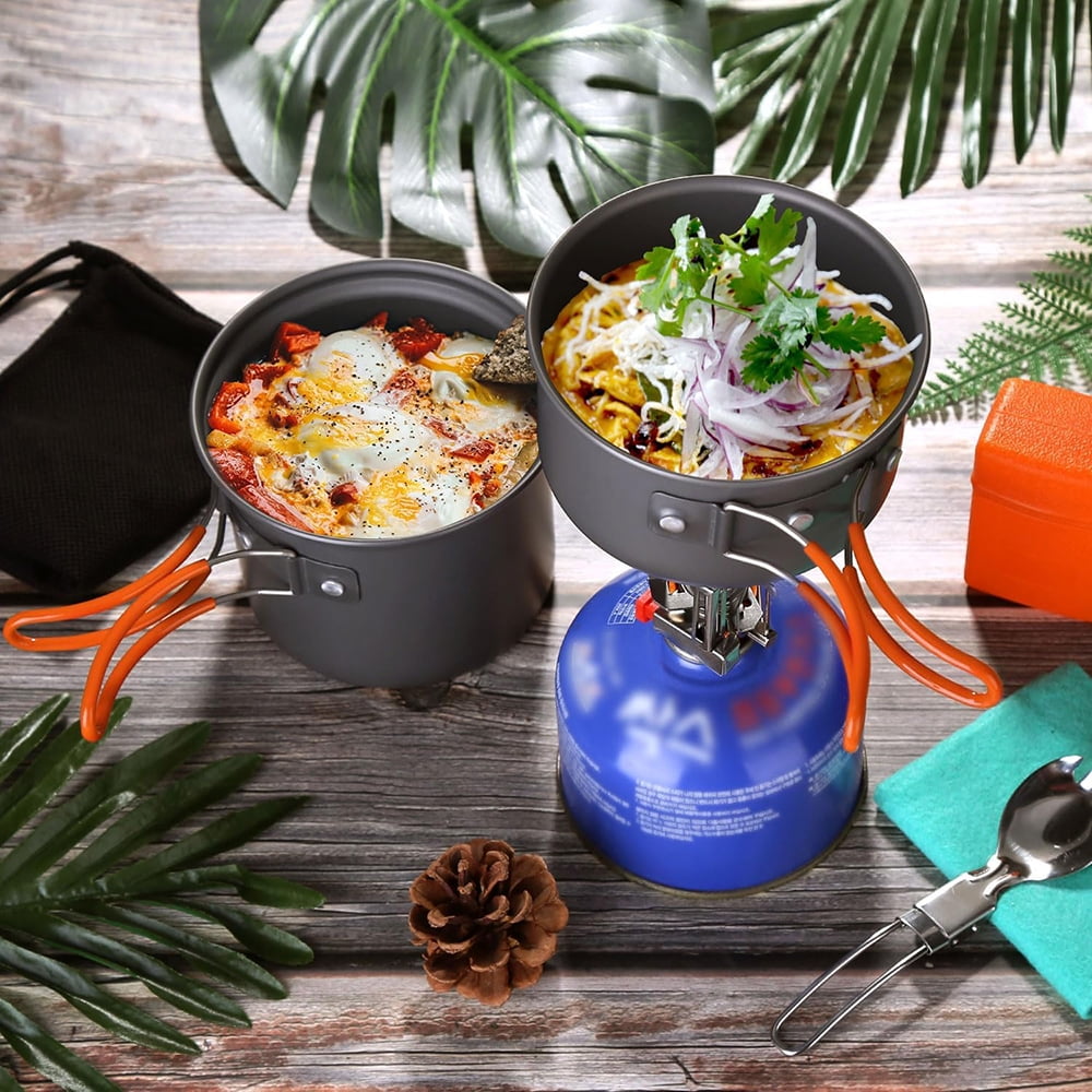 XMZHOU Outdoor Camping Pots And Pans 1-2 Person Backpacker Cookware Set Boiler Head Coffee Cup Multifunctional Pots And Pans Set