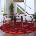 thumbnail image 4 of Valentine's Day Washable Round Area Rug 8 ft, Red Love Abstract Heart Romantic Dark Red, Soft Non Slip Rugs Stain Repellent Indoor Felt Carpet for Living Dining Room Bedroom Home Office, 4 of 9
