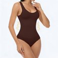 thumbnail image 4 of WMTBSRSW Women's Seamless Shapewear Bodysuit Shaping Mid-Thigh Body Shaper Seamless U Neck Full Body Shaper with Open Crotch Coffee XX-Large, 4 of 7