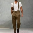 thumbnail image 2 of QATAINLAV Linen Cargo Jumpsuits for Men Bib Overalls Workwear Vintage Medieval Straight Leg Summer Pants Steampunk Y2K Streetwear with Pockets Brown XXL, 2 of 7