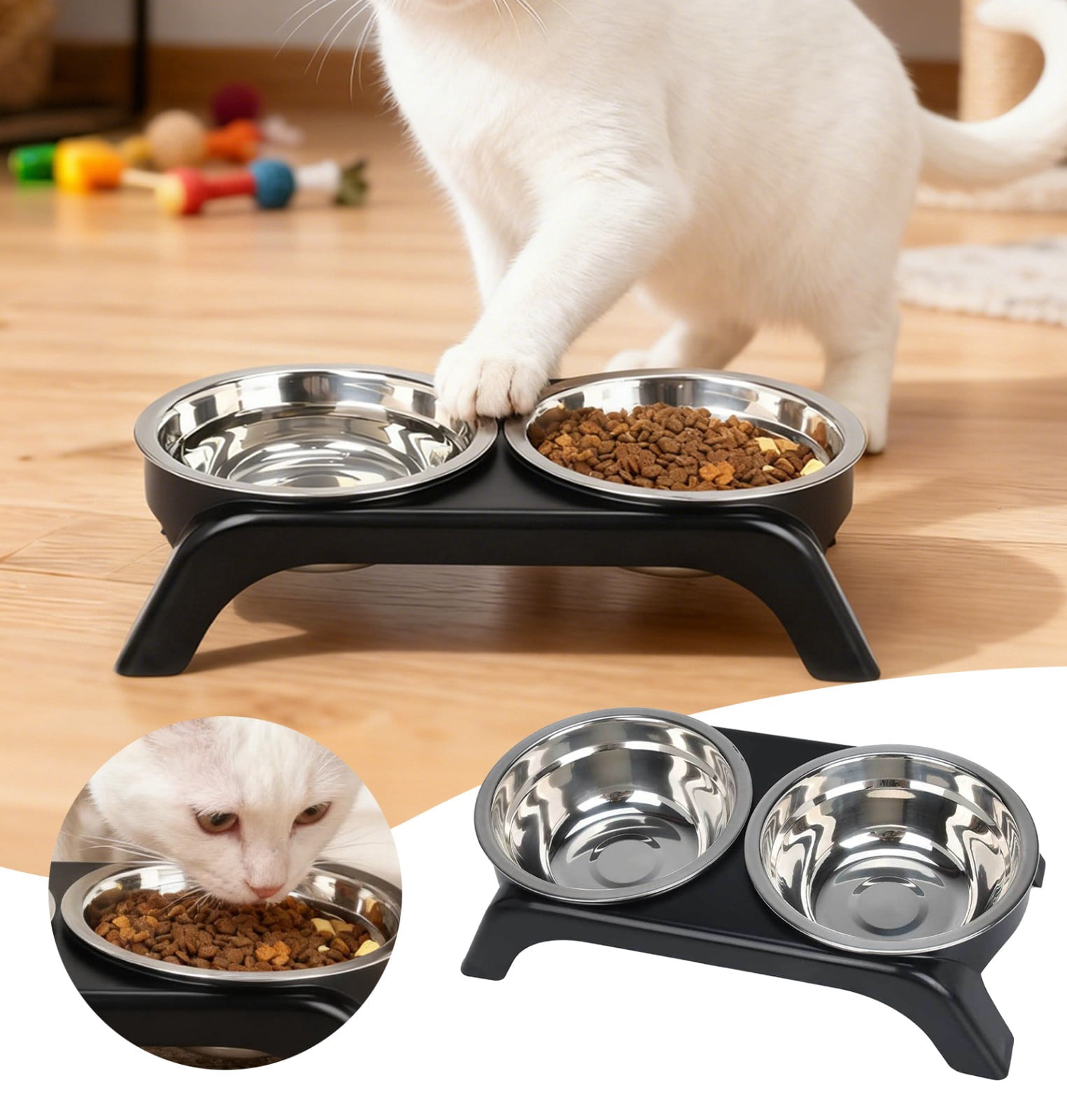 Elevated Feeder Bowls with Stand for Adjustable Height Slow Feeding Non Slippery Base Indoor Dining Solution for Cats and Dogs