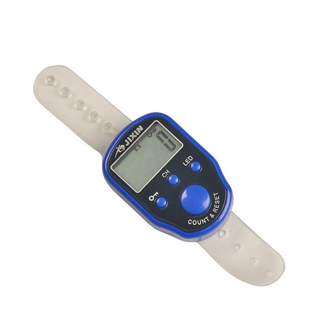 pitrice Mini Stitch Marker Row Fingertip Counter with LED Light LCD Electronic Digital Display Tally Timing for Golf Knitting Weave Blue 4.5*3.5*1.2cm