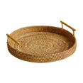 thumbnail image 2 of Storage Tray Wicker Basket, Round, Decorative, Serving Tray with Handles Woven, 2 of 8
