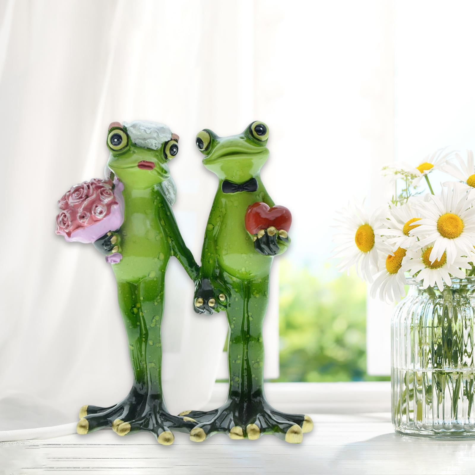 Zxpjkyu Wedding Frog Garden Statue Animal Sculpture Resin Figurines Decoration Gift Yard