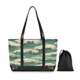 thumbnail image 7 of FORMRS Canvas Laptop Tote Bag for Women with 15.6" Computer Compartments Shoulder Handbag, Green Wave Pattern, 7 of 7