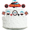 Go Racing - Racecar - Race Car Birthday Party Cake Decorating Kit - Happy Birthday Cake Topper Set - 11 Pieces