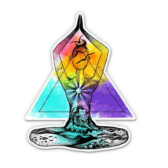 Beach Yoga Ocean Waves - 3" Vinyl Sticker - For Car Laptop Water Bottle Phone - Waterproof Decal