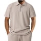 thumbnail image 2 of pstuiky Camisas de vestir de manga corta para hombre, Camiseta informal de verano para hombre, de color liso, con mangas cortas, cremallera y solapa ropa de hombre s, 2 of 7