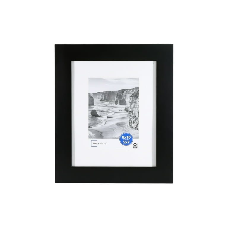 Mainstays 8x10 inch Matted to 5x7 inch Flat Wide Black 1.5 Gallery Wall  Picture Frame 