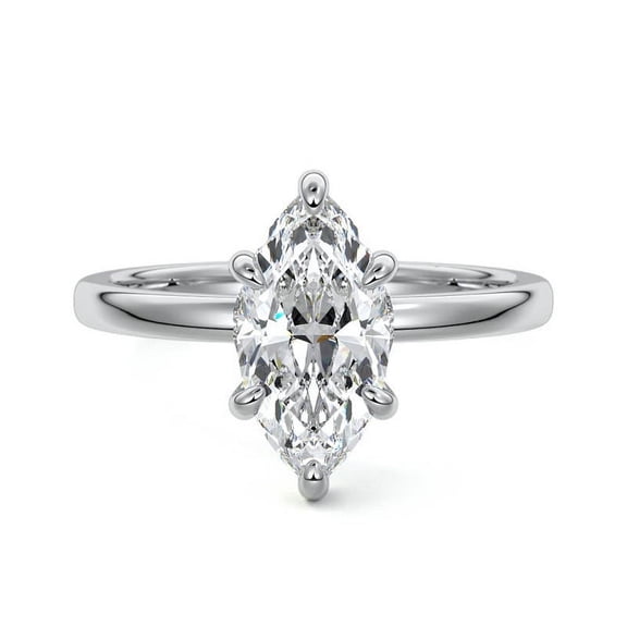Brig Jewel Marquise Cut 1.6 Ct Lab Created Diamond Engagement Ring - 14k White Gold Over Anniversary Ring - Wedding Bridal Diamond Ring - Hidden Halo Diamond Ring - Silver Ring - Graduation Gift