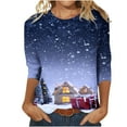 thumbnail image 2 of Uootdi Christmas Gifts Christmas Shirts for Women 3/4 Sleeve Round Neck Tunic Tops Glitter Xmas Tree Print Tshirt Gift Pullover Blouses, 2 of 5
