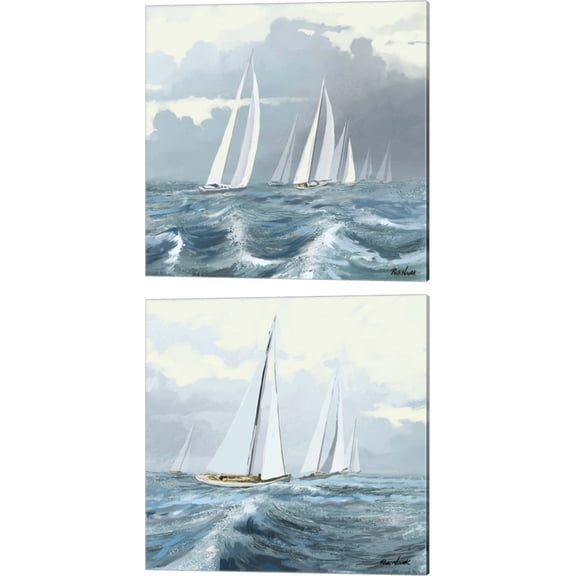 Great Art Now Sailing Ships by Rick Novak 2 Piece Canvas Art Set Each 14W x 14H