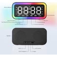 thumbnail image 5 of Alarm Clock with Bluetooth Speaker for Heavy Sleepers, Radio Digital Clock for Bedroom, Colorful LED Lights, USB Charger, LED Display Digital Alarm Clock for Christmas Teens Girls Boys (Black), 5 of 7
