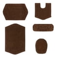 thumbnail image 4 of Home Weavers Waterford Collection 100% Cotton Non-Slip Bathroom Rug Set Machine Washable Bathroom Rug, Bath Rug, U Shaped Contour, Lid Cover, Toilet Tank Cover, Chocolate Color 5 Piece Bath rug set, 4 of 8