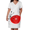 thumbnail image 3 of Vestido holgado con bolsillos y diseño de ojo rojo y flores abstractas para mujer, traje de verano., 3 of 7