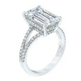 thumbnail image 3 of HeartsAndYou 2.3ct Emerald Cut Moissanite Engagement Ring for Women 18k White Gold over Silver Split Shank, 3 of 7