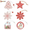 thumbnail image 4 of Spencer 12 Pcs Christmas Hangings Ornaments Wooden Slices Xmas Tree Decorations for Holiday Party with Wood Storage Box, 4 of 9