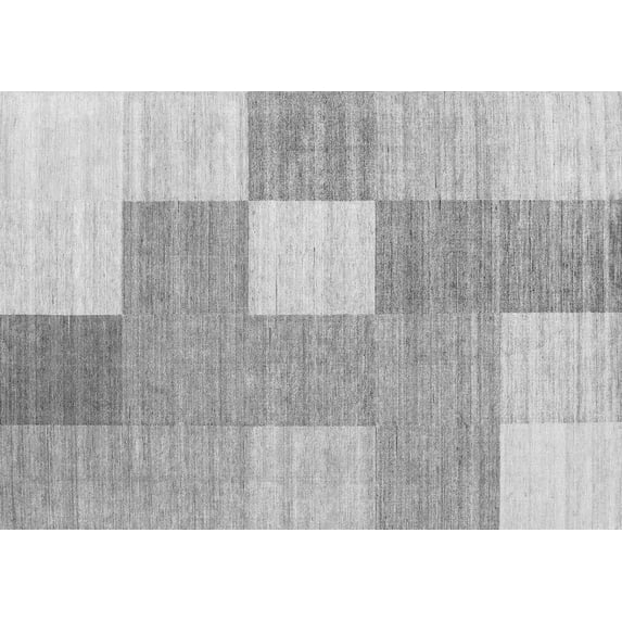Ahgly Company Indoor Rectangle Checkered Gray Modern Area Rugs, 7' x 10'