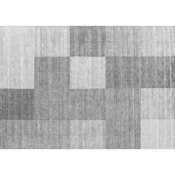 Ahgly Company Indoor Rectangle Checkered Gray Modern Area Rugs, 5' x 7'