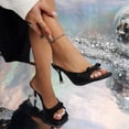 thumbnail image 2 of Xucatan Women's Clear Heel Mules, Peep Toe Bow Detail Slingback Pumps, Open Back Acrylic High Heels, Versatile Summer Evening Party Footwear Gift, 2 of 9